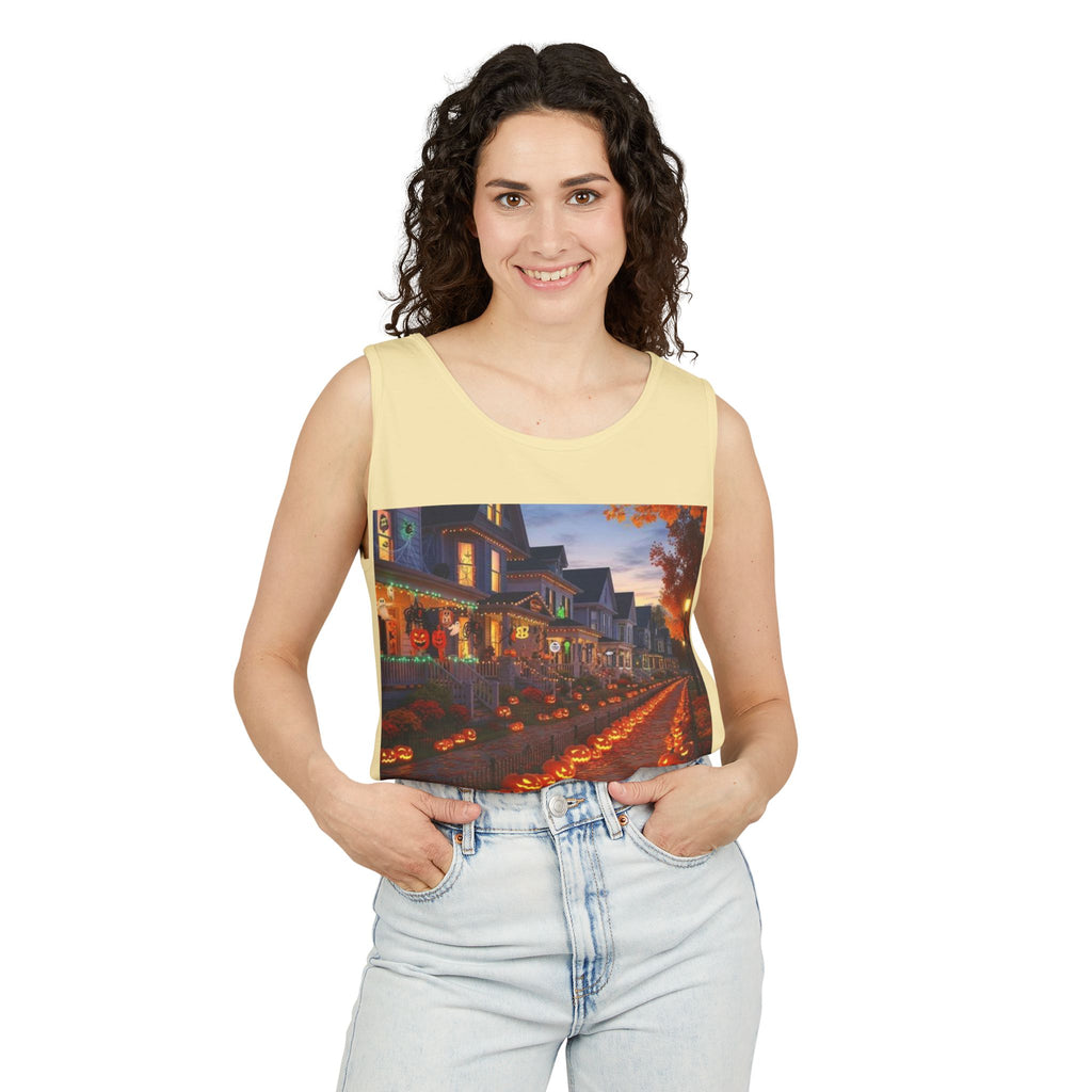 Halloween Pumpkin-Lit Street Tank Top (Woman)