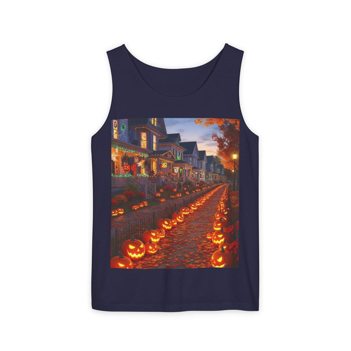 Halloween Pumpkin-Lit Street Tank Top (Woman)