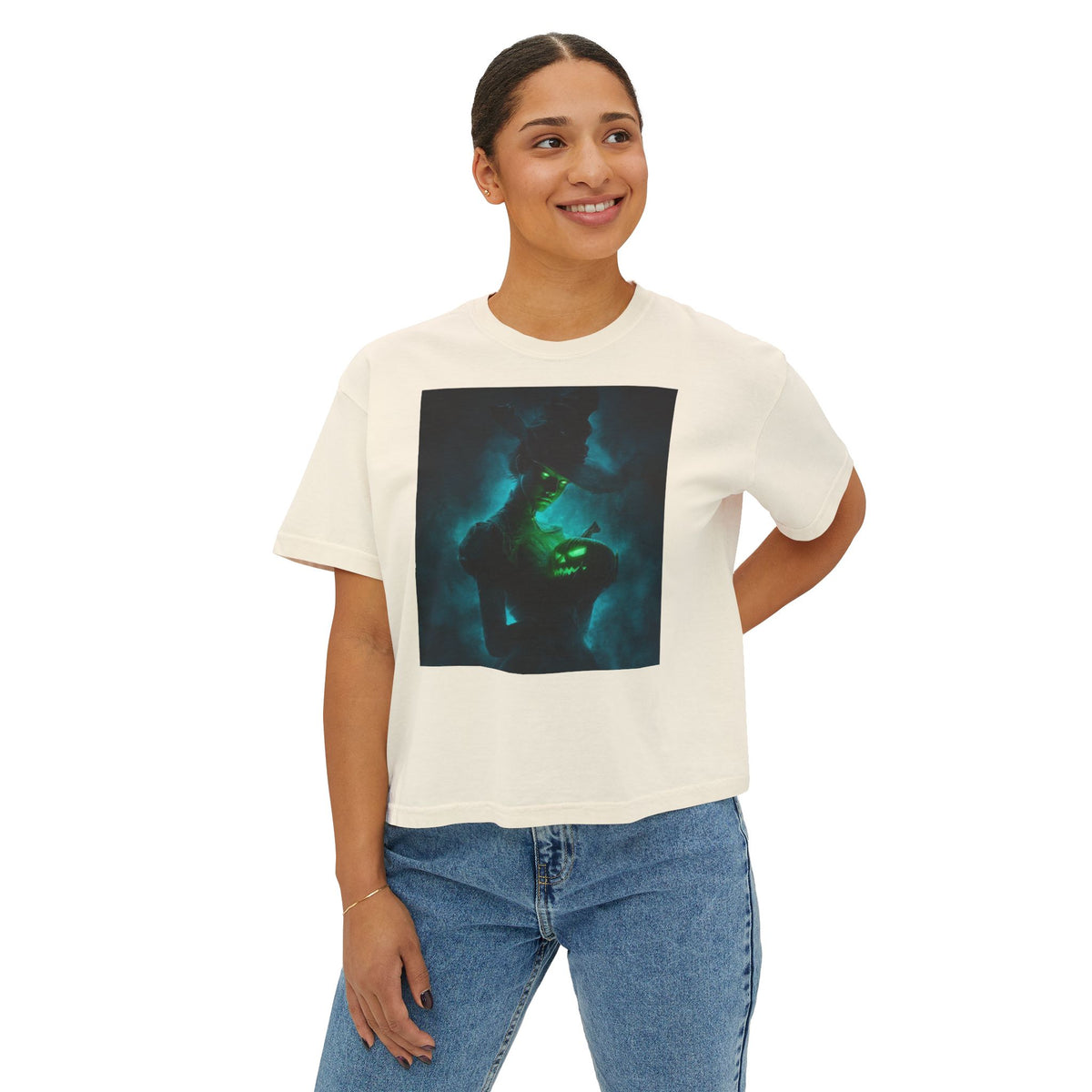 Women's Boxy Tee – Mystical Green Siren Portrait