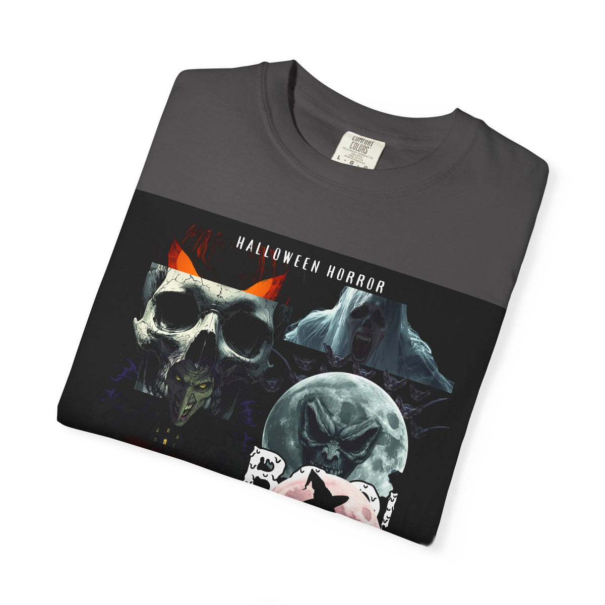 Halloween Horror Skull T-Shirt — Retro Moon & Mask Graphic