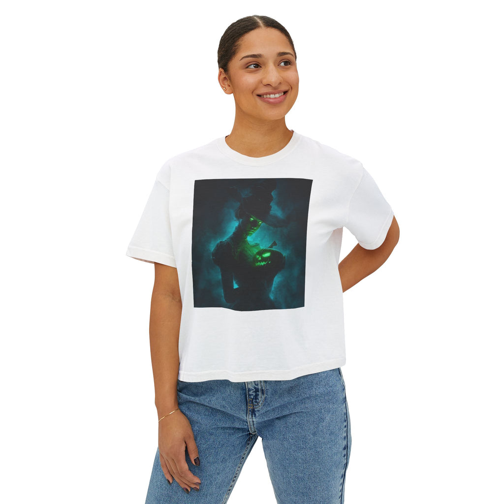 Women's Boxy Tee – Mystical Green Siren Portrait