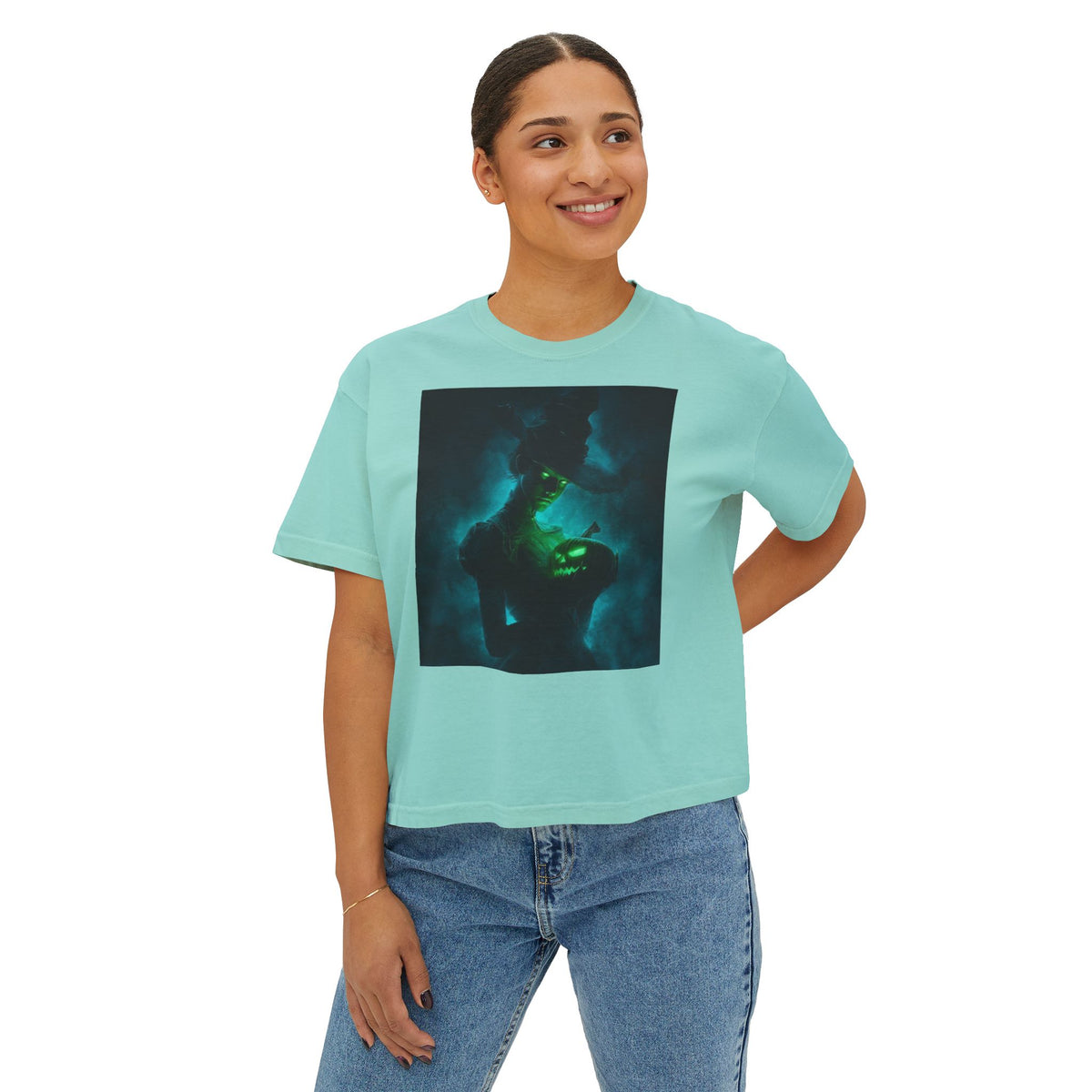 Women's Boxy Tee – Mystical Green Siren Portrait