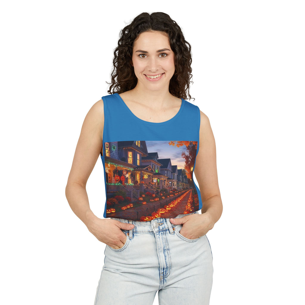 Halloween Pumpkin-Lit Street Tank Top (Woman)